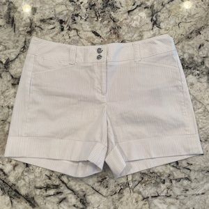 White House Black Market White Seersucker Shorts